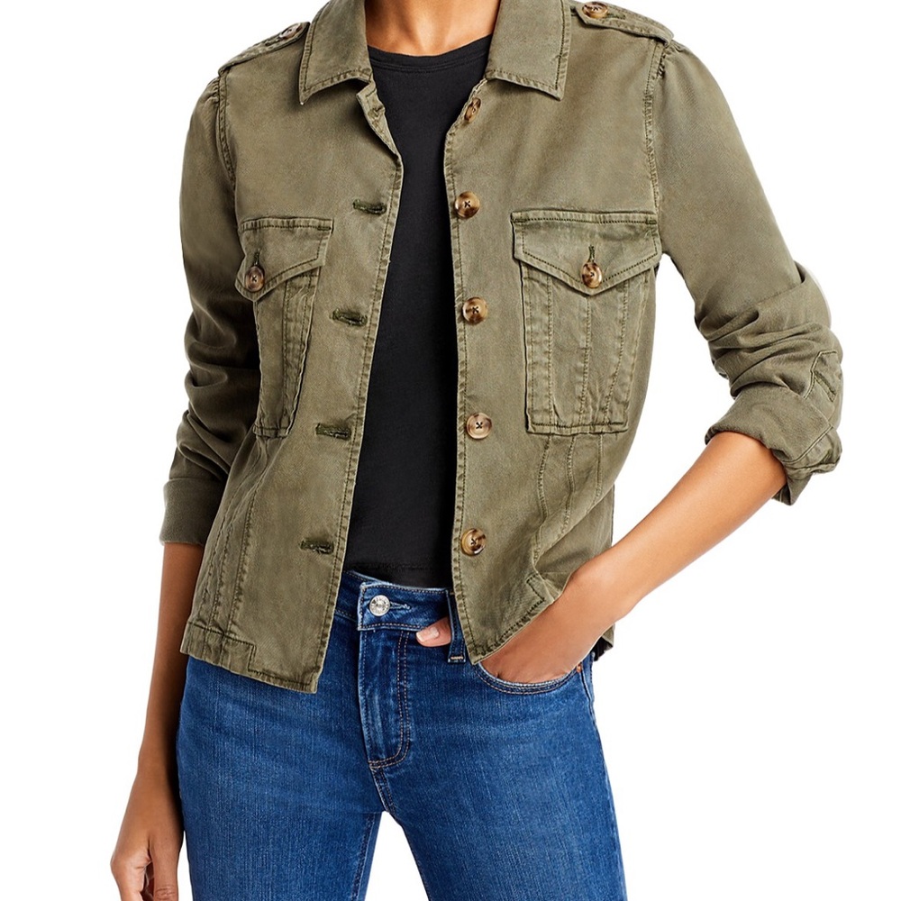 PAIGE Green Utility Jacket Lightweight Cotton Blend
